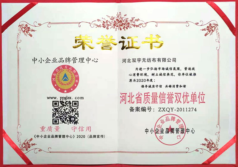 質(zhì)量信譽雙優(yōu)單位